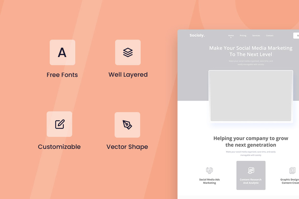 Social Media Marketing Wireframe Web, a Wireframe Template by INSPR STD (Photo 2 of 6)
