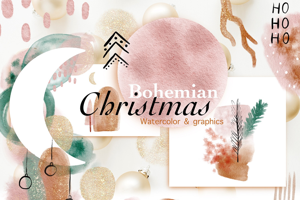 Boho Christmas and Happy new year!, a Background Graphic by Larisa Popova (Photo 1 of 8)