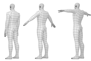 Male Hero In Three Poses Base Mesh