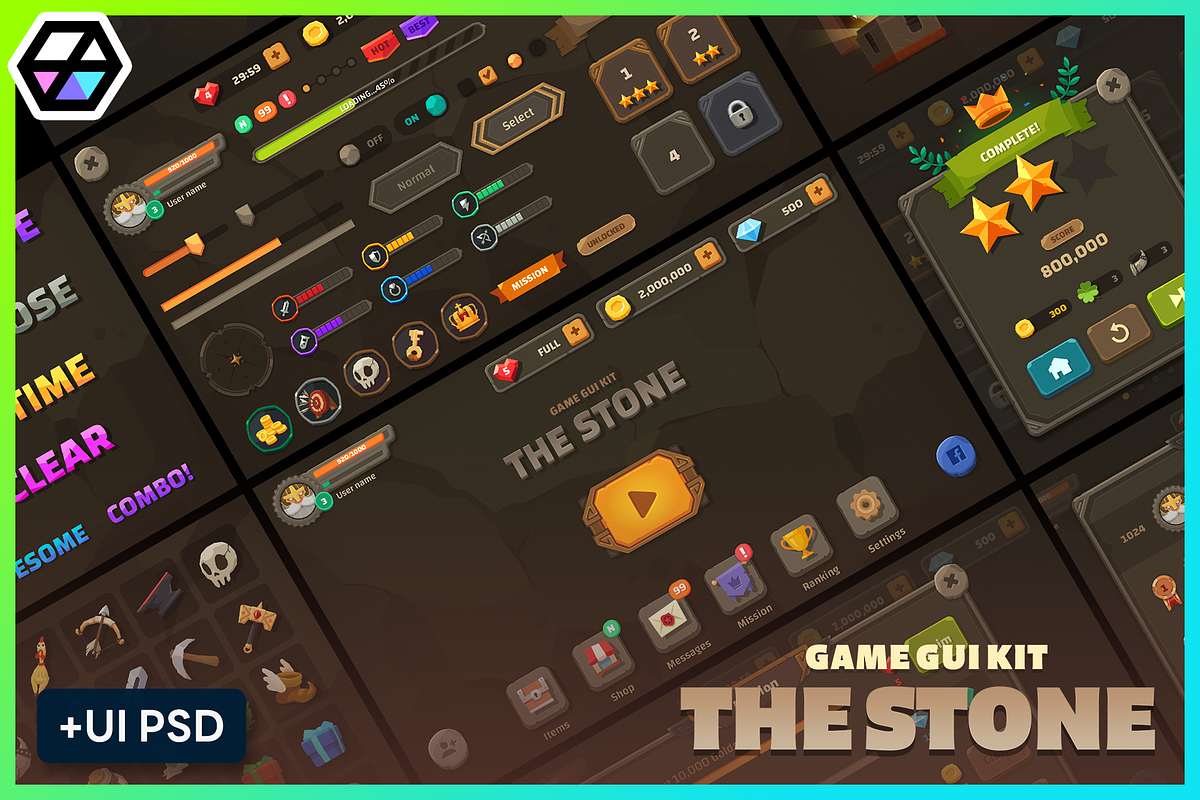 GUI - The Stone, an UI Kit Template by LAYERLAB (Photo 1 of 31)