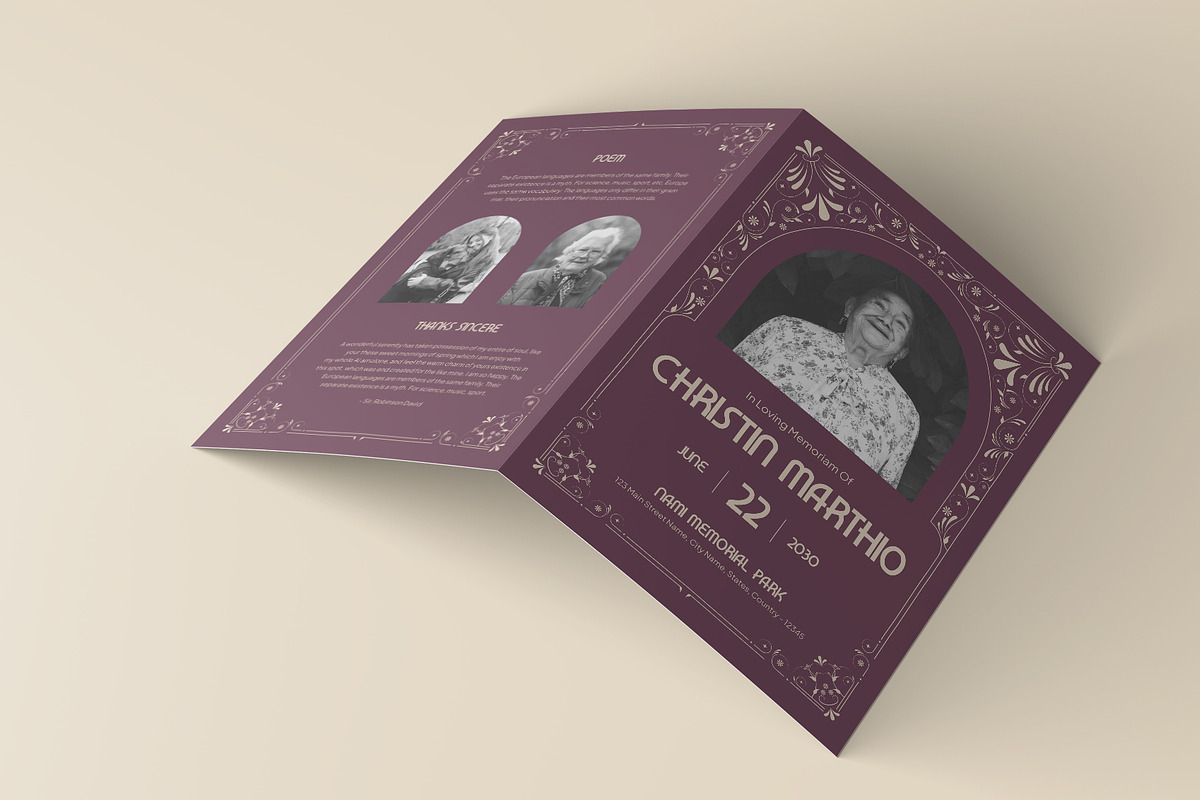 Classic Floral Funeral Program, a Brochure Template by Neermana (Photo 3 of 4)