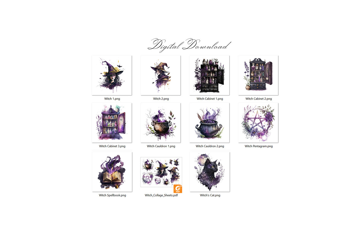 Witch Clipart Set, a Decorative Illustration by Secret Helper (Photo 4 of 4)