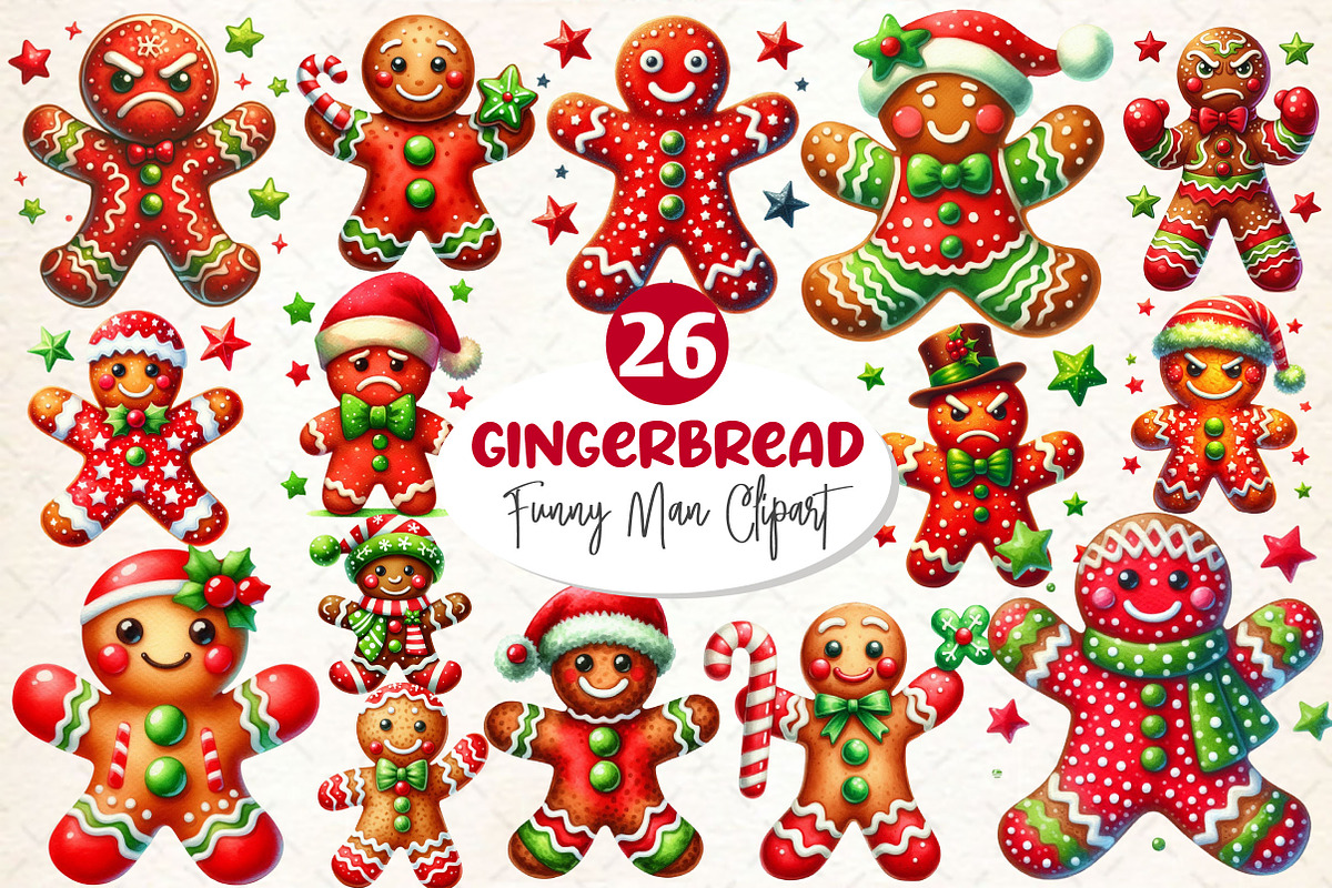 Funny Gingerbread Man Clipart PNG, a Work Illustration by Dream Creation (Photo 1 of 5)