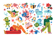 Funny doodle icons set, backgrounds, an Object Illustration by PaperTrident (Thumbnail 2 of 10)