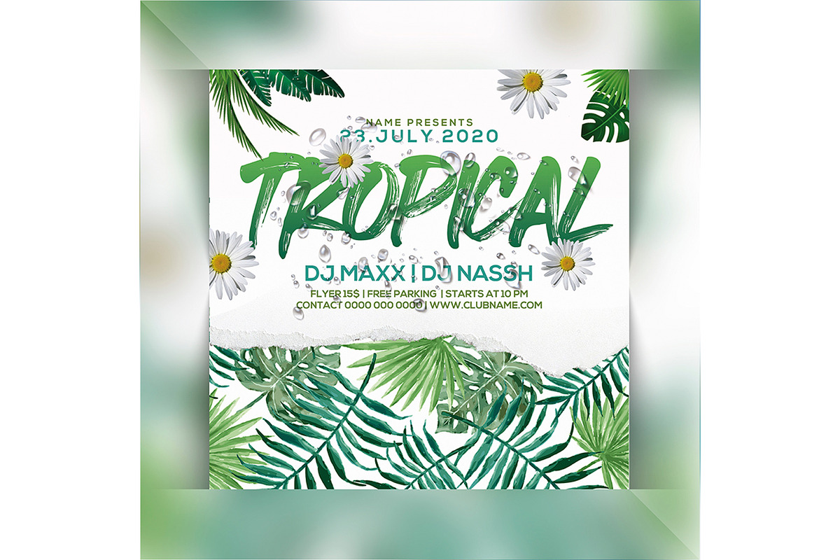 Tropical Party Invite, a Social Media Template by Droll