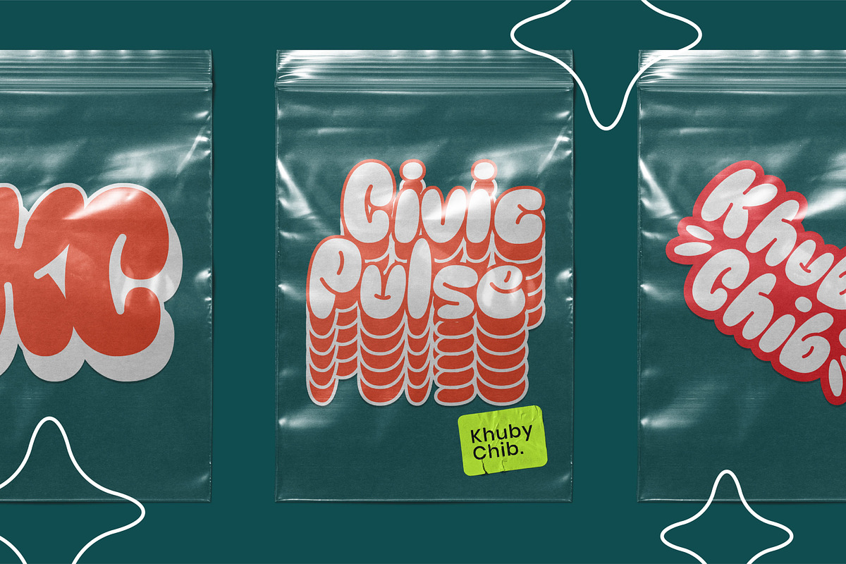 Khuby Chib Creative Bubble Font, a Script Font by Catalystco Studio (Photo 3 of 7)