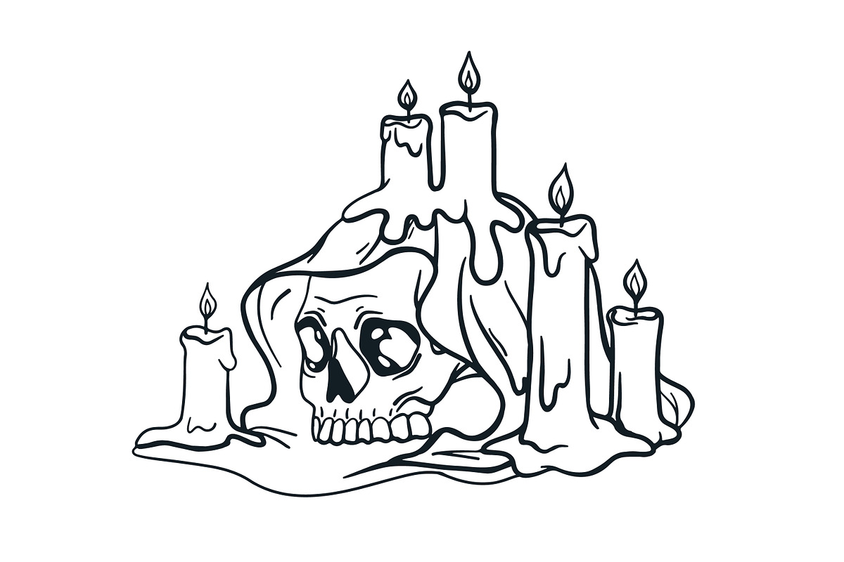 Horror vintage skull tattoo art set, a Decorative Illustration by Good Studio (Photo 9 of 16)