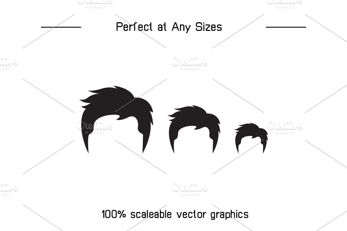 Hairstyle and Wig Icons Set, a Solid Icon by Designfour (Photo 7 of 7)