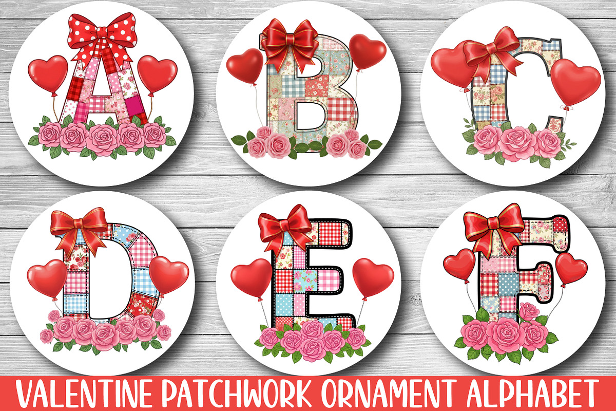 Valentine Patchwork Ornament Alphabe, a Graphic by CraftArtStudio (Photo 1 of 6)