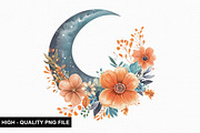 Floral Moon Clipart Design Bundle, an Illustration by crative8112 (Thumbnail 6 of 10)