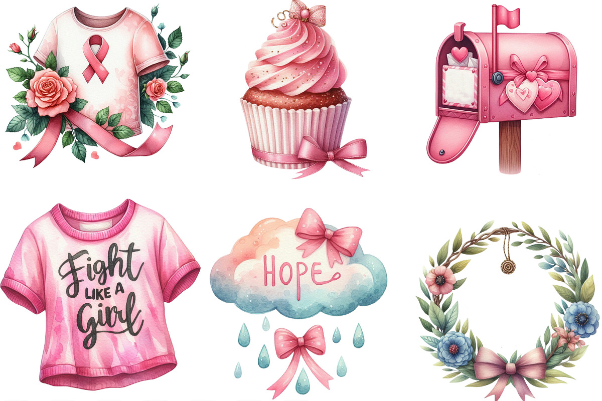 Breast Cancer Awareness Watercolor, an Illustration by Designking (Photo 3 of 4)