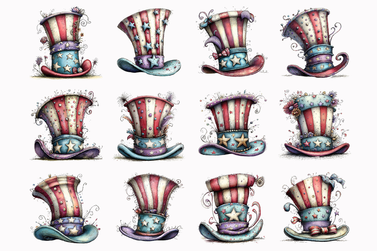4th of July Top Hat Clipart, an Illustration by Design Market (Photo 2 of 4)