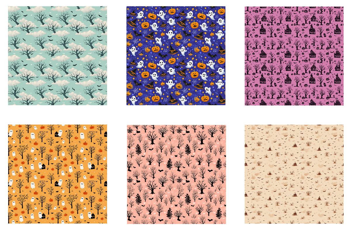 Halloween Seamless Pattern Bundle, an Illustration by Designworld (Photo 2 of 5)