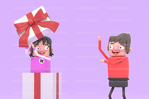 Smiling couple opening gift package