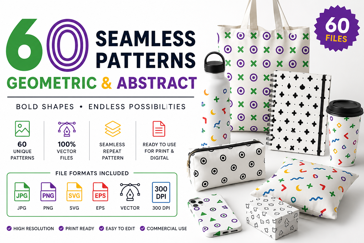 60 Geometric & Abstract Patterns, a Pattern Graphic by Rizenight (Photo 1 of 3)