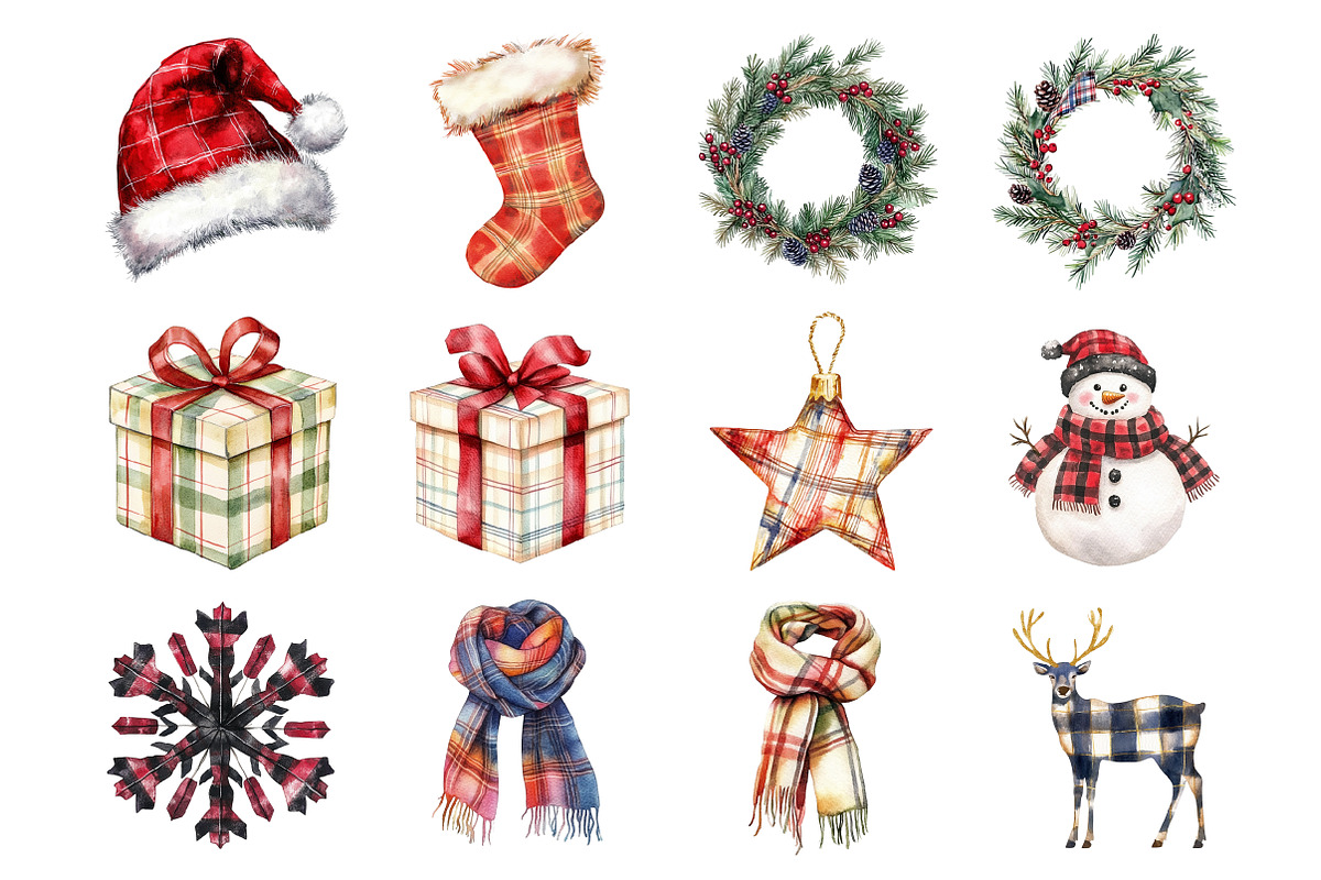 Plaid Christmas Clipart, an Illustration by Design Market (Photo 2 of 4)