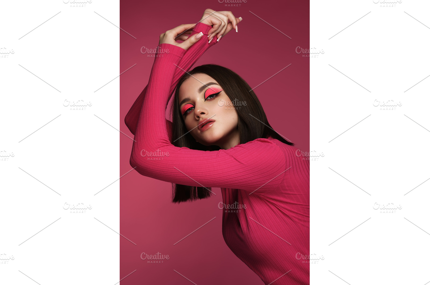 Beautiful brunette woman in pink, a Beauty & Fashion Photo by KOBRIN|PHOTO