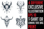 Tribal skull set. Boho style., an Animal Illustration by VioSilent (Thumbnail 5 of 6)