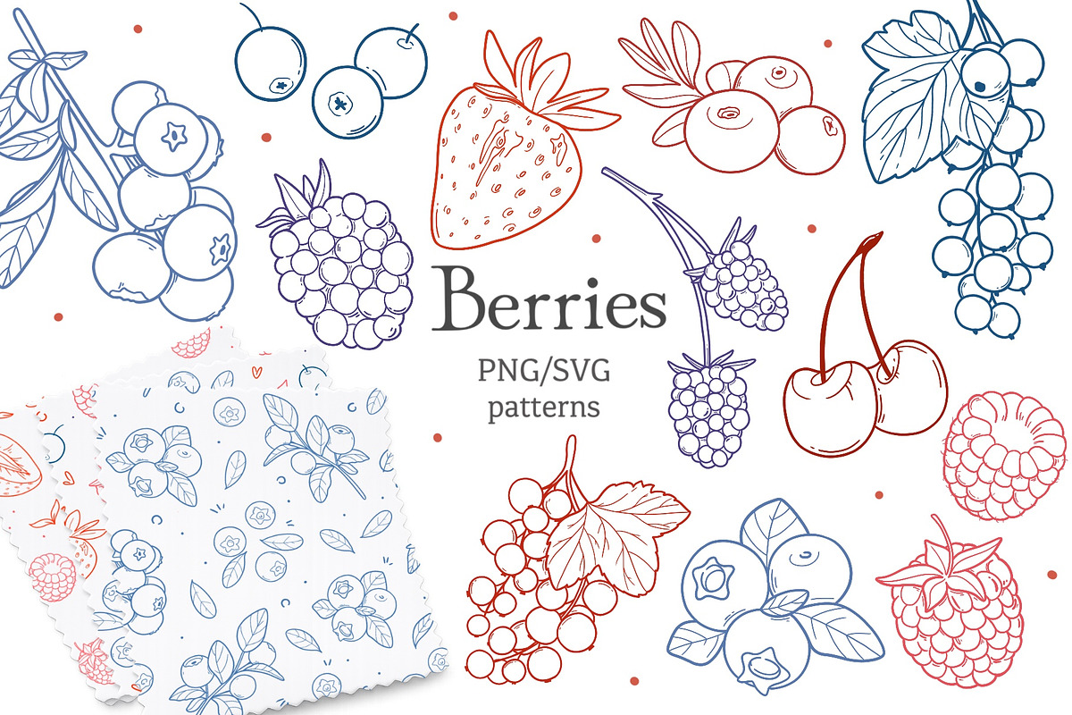 Berry Clipart SVG PNG,Fruit Patterns, a Food Illustration by ArtGiftsStudio (Photo 1 of 5)