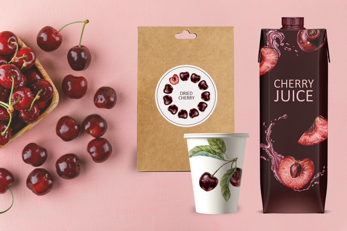 Cherry Watercolor Illustrations, a Food Illustration by Fedulova Art (Photo 8 of 13)