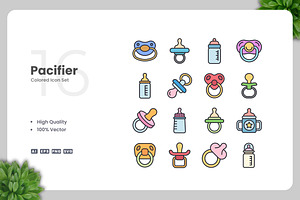 Pacifier Colored Icons, an Icon by Upnowgraphic
