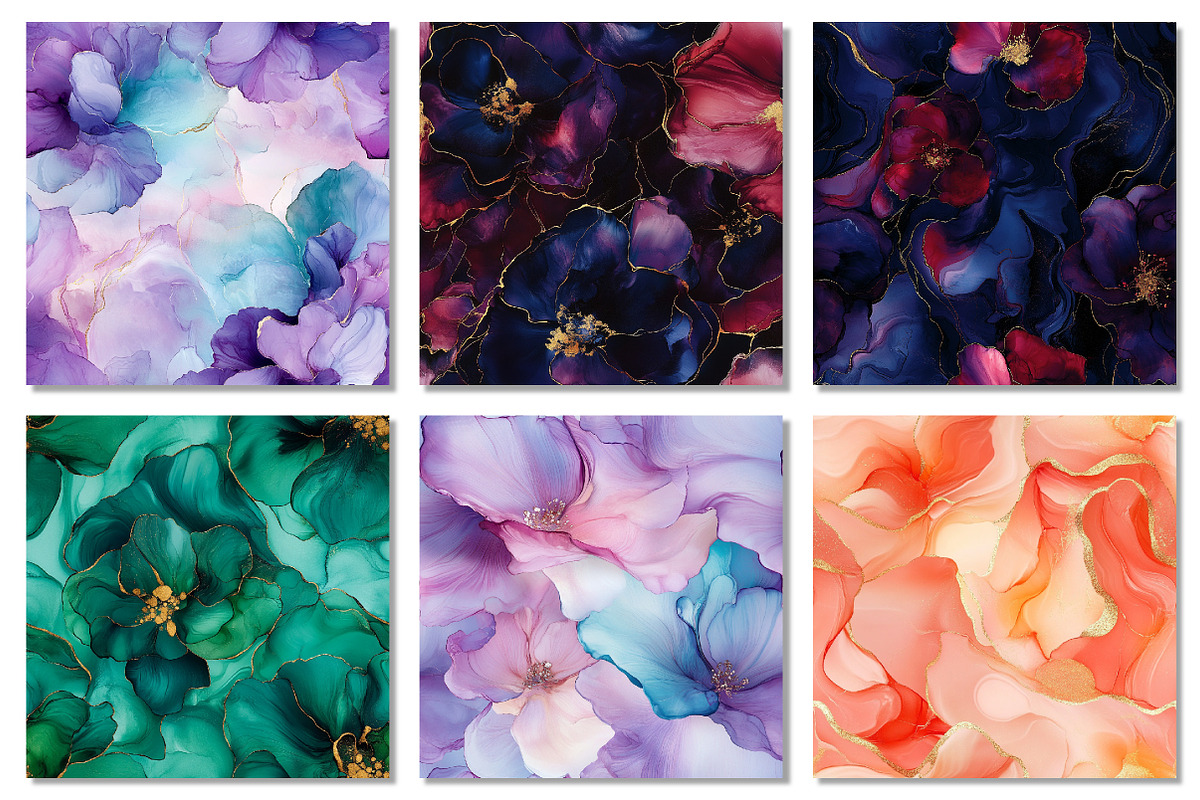 Floral Marble Alcohol Ink Paper, a Texture Graphic by Dream Creation (Photo 4 of 7)