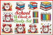 School Clock & Books Set, an Object Graphic by yasushie (Thumbnail 1 of 13)