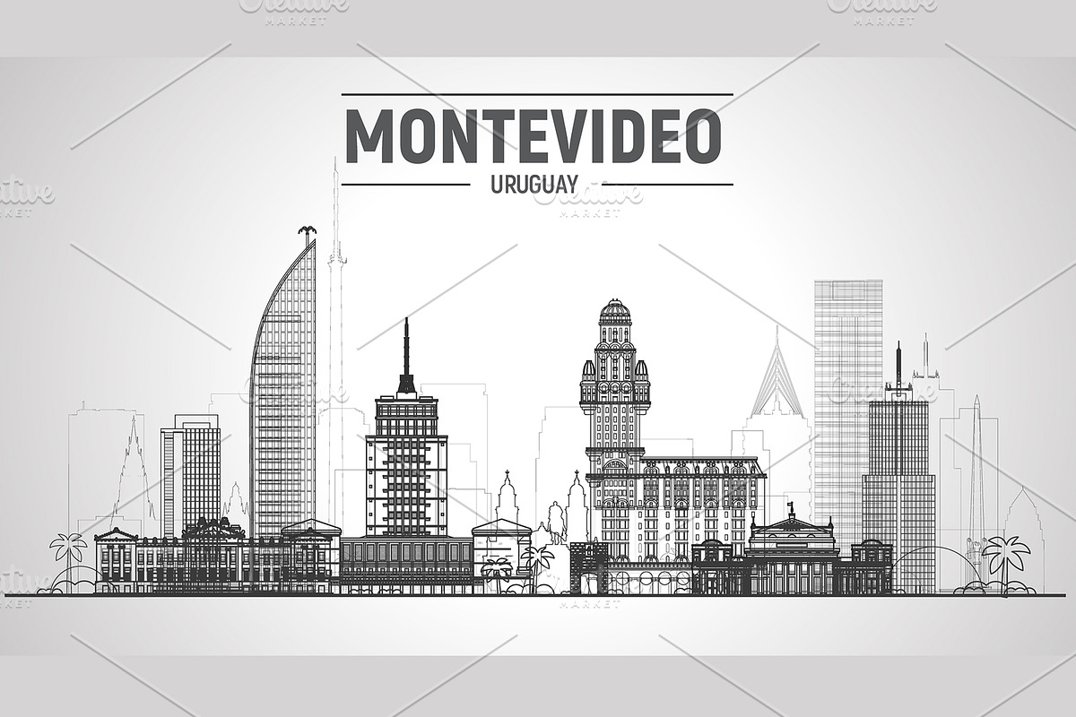 Montevideo Uruguay vector skyline, a Work Illustration by Sky and glass (Photo 6 of 6)