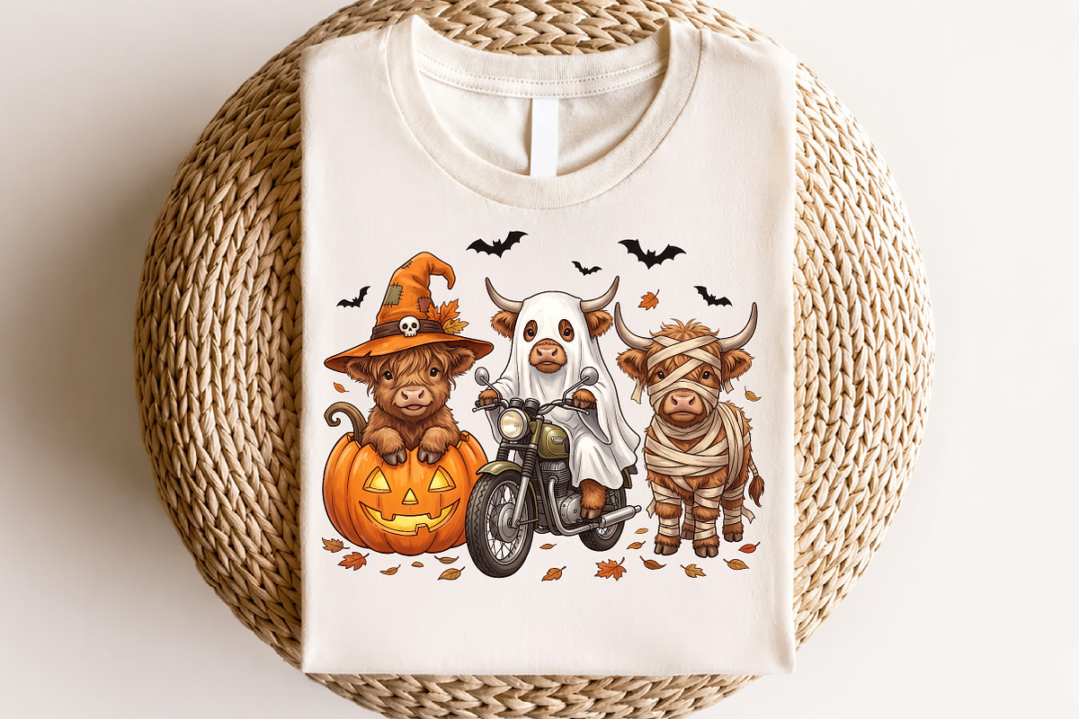 Halloween Highland Cow PNG, a Seasonal Illustration by CraftArtStudio (Photo 4 of 4)