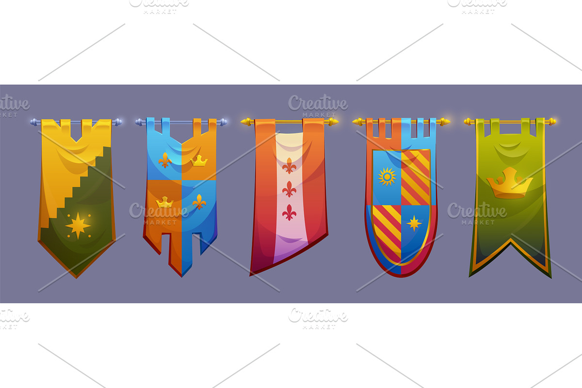 Medieval flag game banners, an Object Illustration by art PVP - market