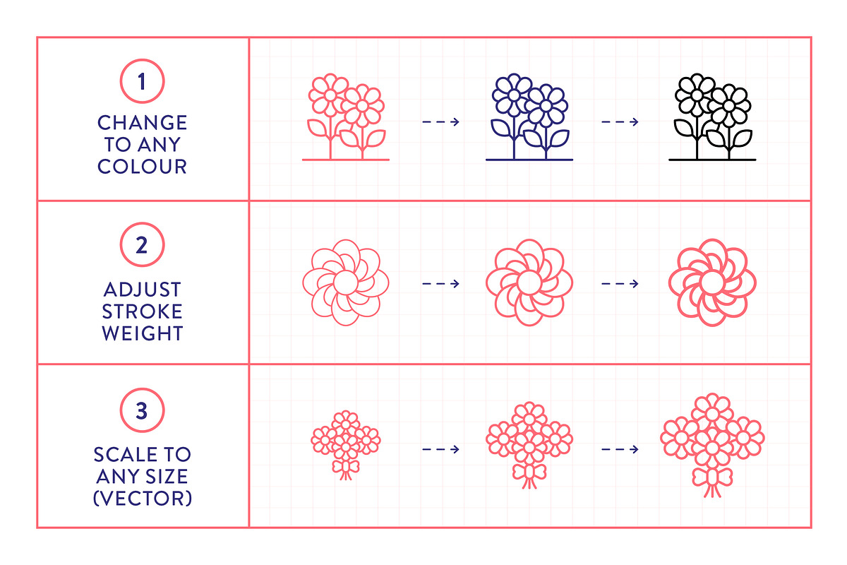 Floral Line Icons, an Outline Icon by Made by Made (Photo 3 of 7)