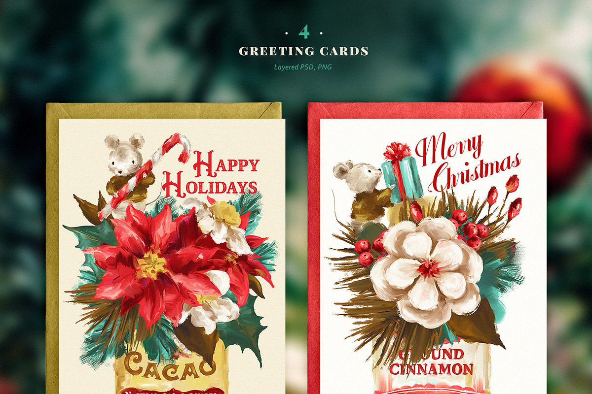 Floral Christmas & Merry Mice, an Animal Illustration by Yeticrab (Photo 2 of 7)