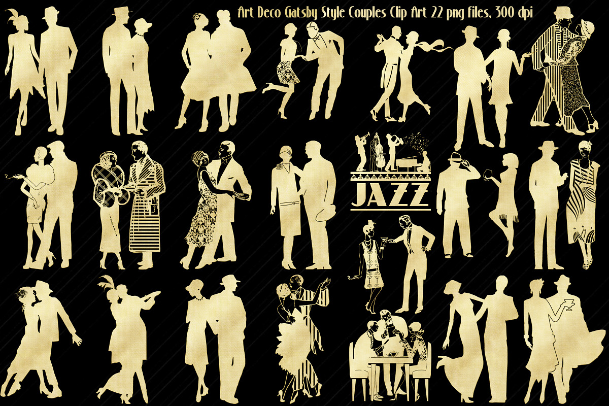 Gold Foil Gatsby Couples Clip Art, a Person Illustration by FrankiesDaughtersDesign (Photo 1 of 4)