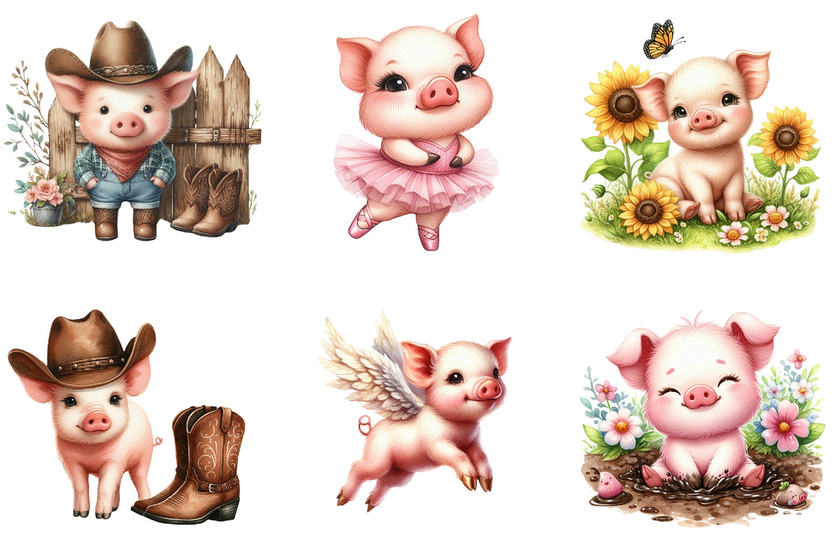 Cute Pig Clipart Bundle, an Illustration by DreamArtGraphic (Photo 4 of 4)