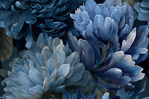 Elegant Blue Floral Seamless Pattern, a Decorative Illustration by Virgo Studio
