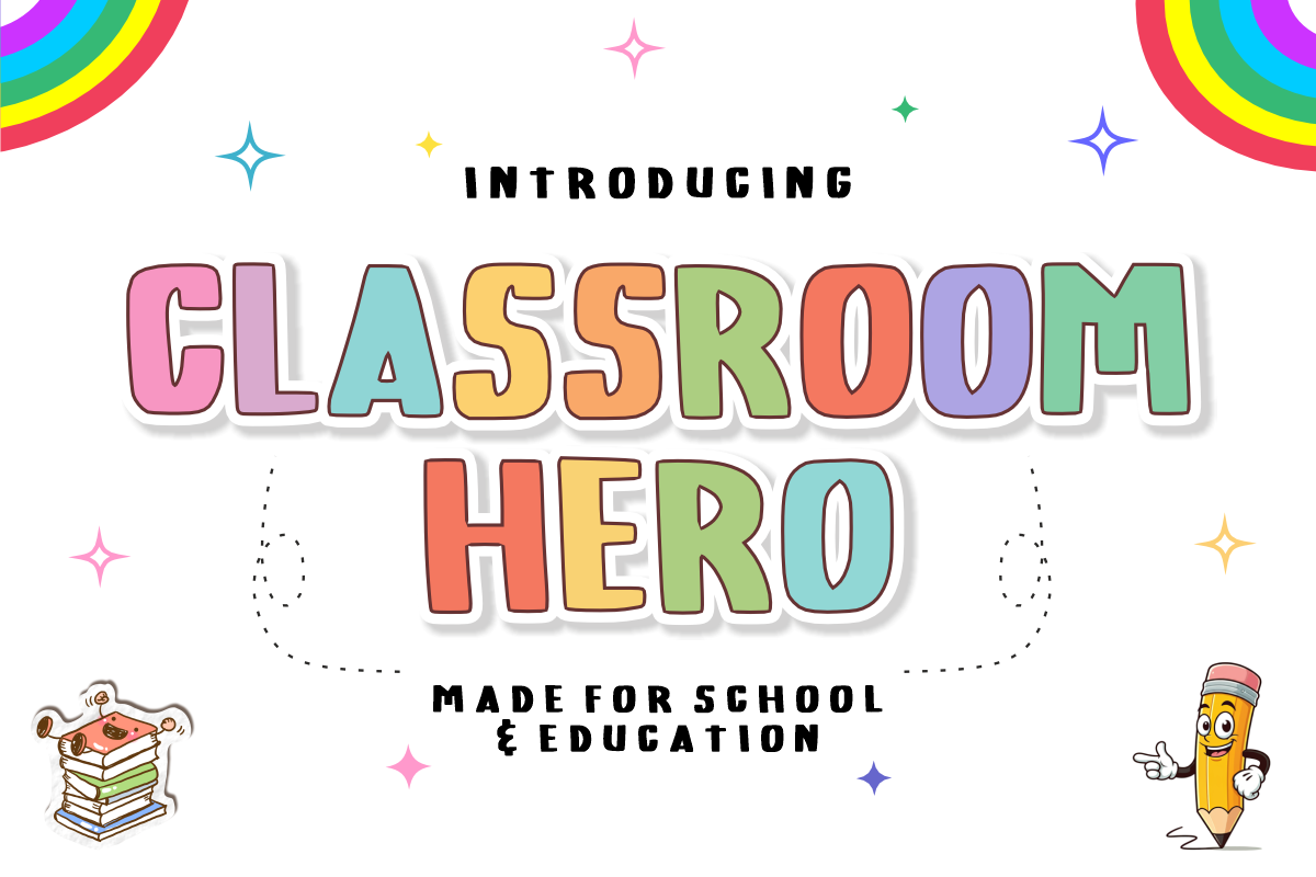 Classroom Hero -Playful Display Font, a Handwritten Font by KiddoGlyphs Studio (Photo 1 of 5)