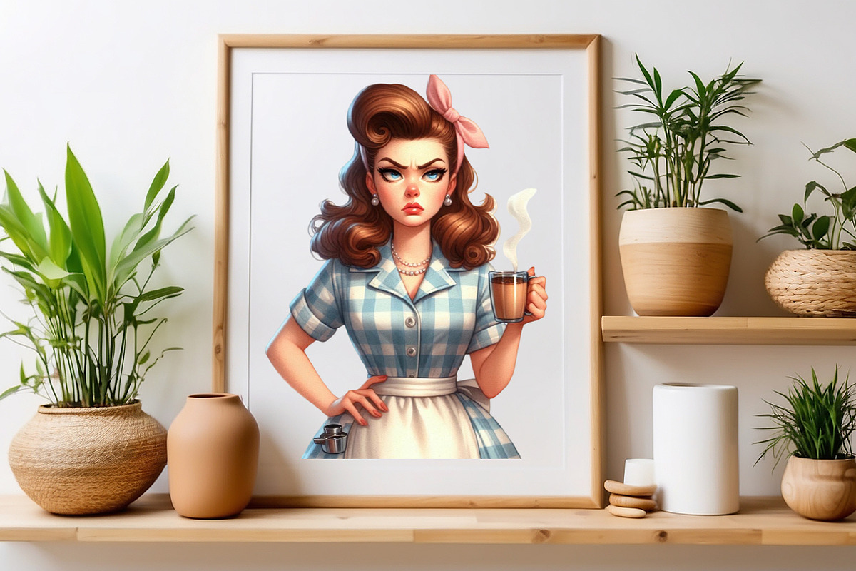 Grumpy Pin Up Housewife Clipart, an Animal Illustration by Craft Nest (Photo 4 of 5)
