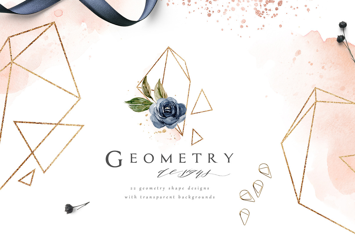 Blush & Navy-Watercolor Graphic Set, a Decorative Illustration by ...