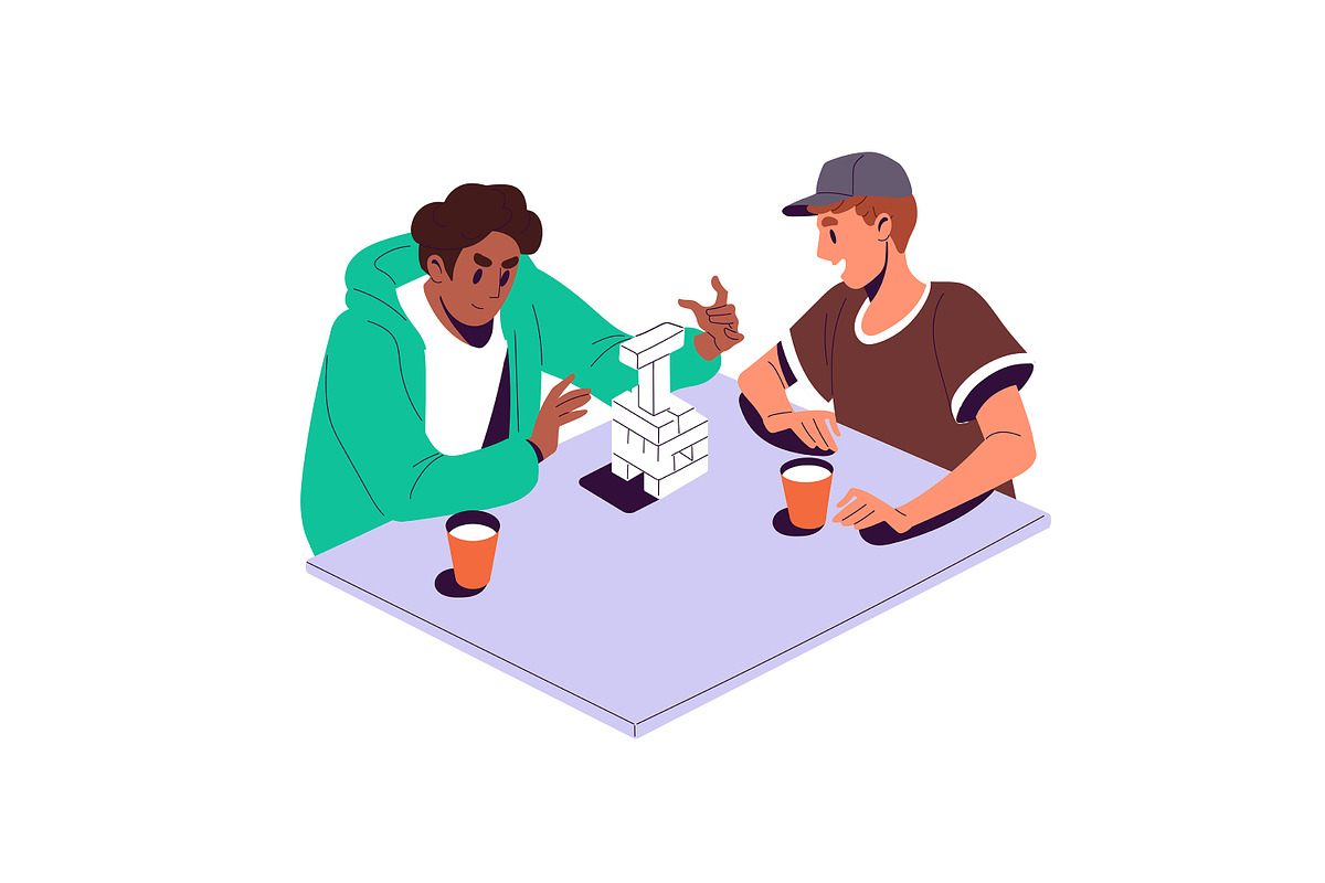 People playing board games set, a Person Illustration by PaperTrident (Photo 3 of 8)
