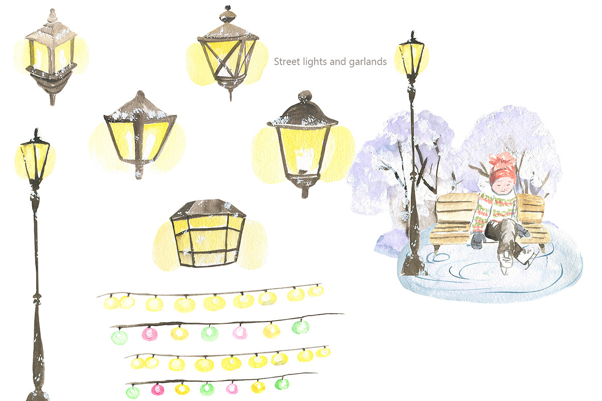 Christmas houses, an Illustration by Love Watercolor Store (Photo 6 of 12)