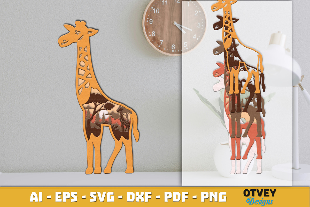 Safari Animal Laser Cut SVG Bundle, an Animal Illustration by OTVEY DESIGN (Photo 8 of 13)
