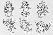 Baby Angel Line Art Bundle, an Illustration by Tekuni (Thumbnail 5 of 11)