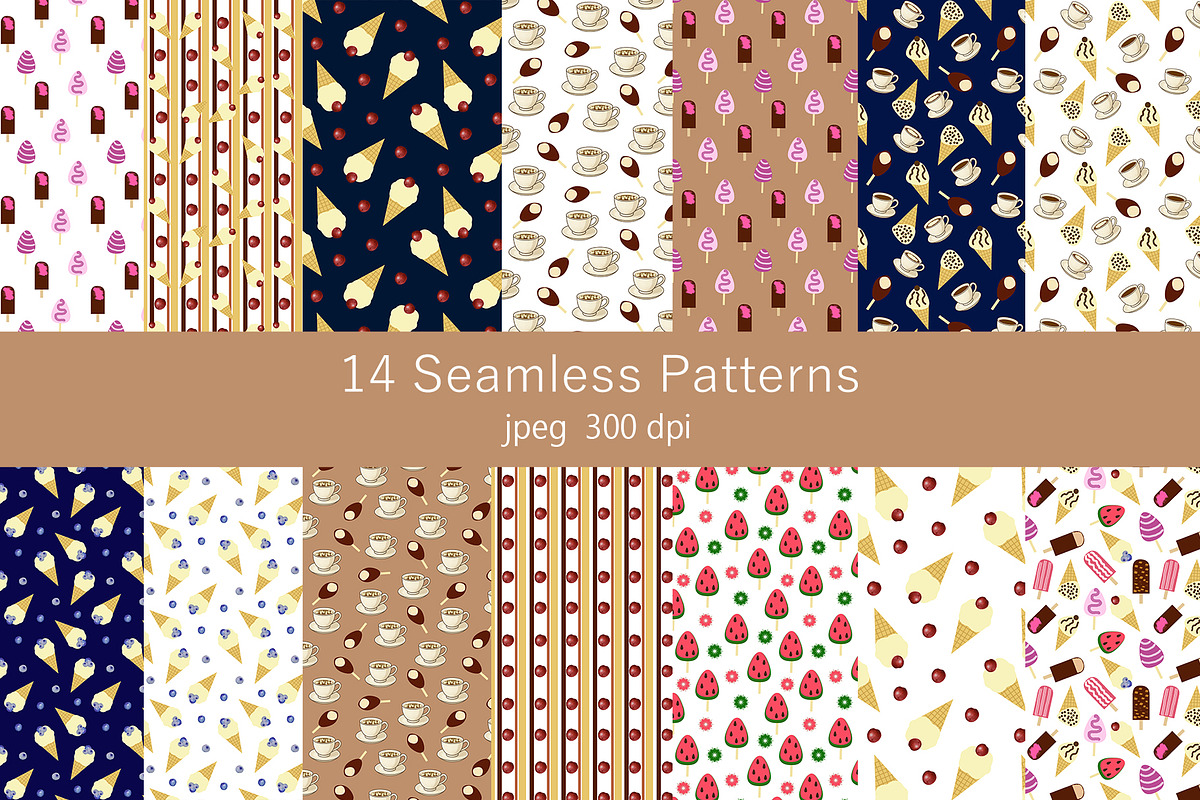 Sweet Ice Cream Patterns, a Pattern Graphic by YuliTeh_art (Photo 2 of 4)