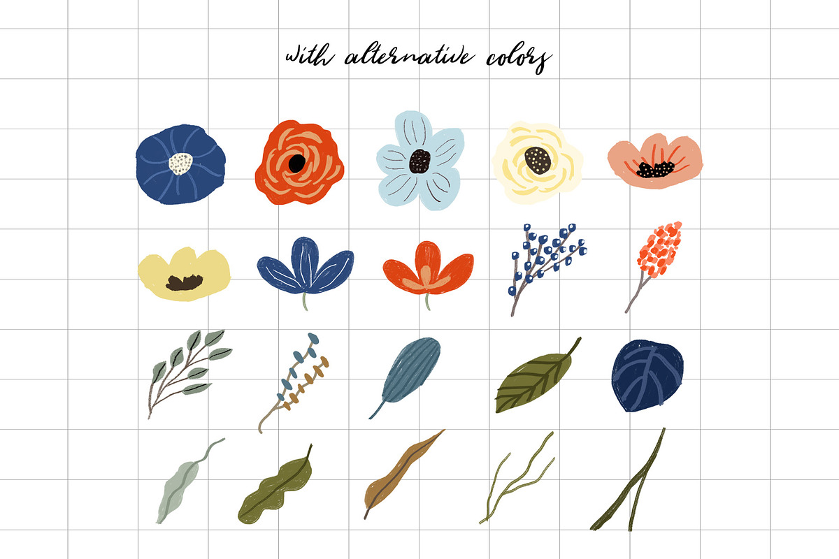 Sophia - Floral Graphic Set, a Decorative Illustration by wulano (Photo 3 of 7)