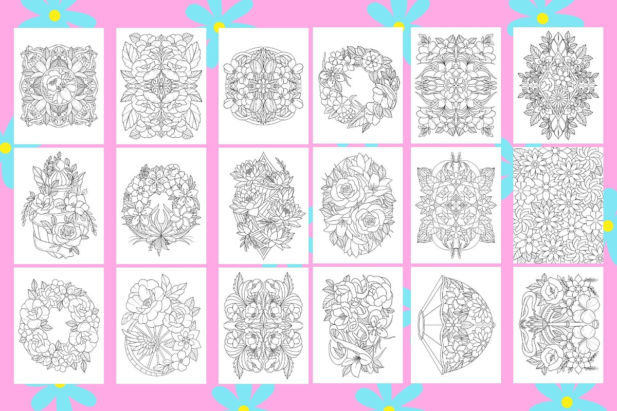 Flowers Coloring Book, a Decorative Illustration by Line Store (Photo 7 of 7)