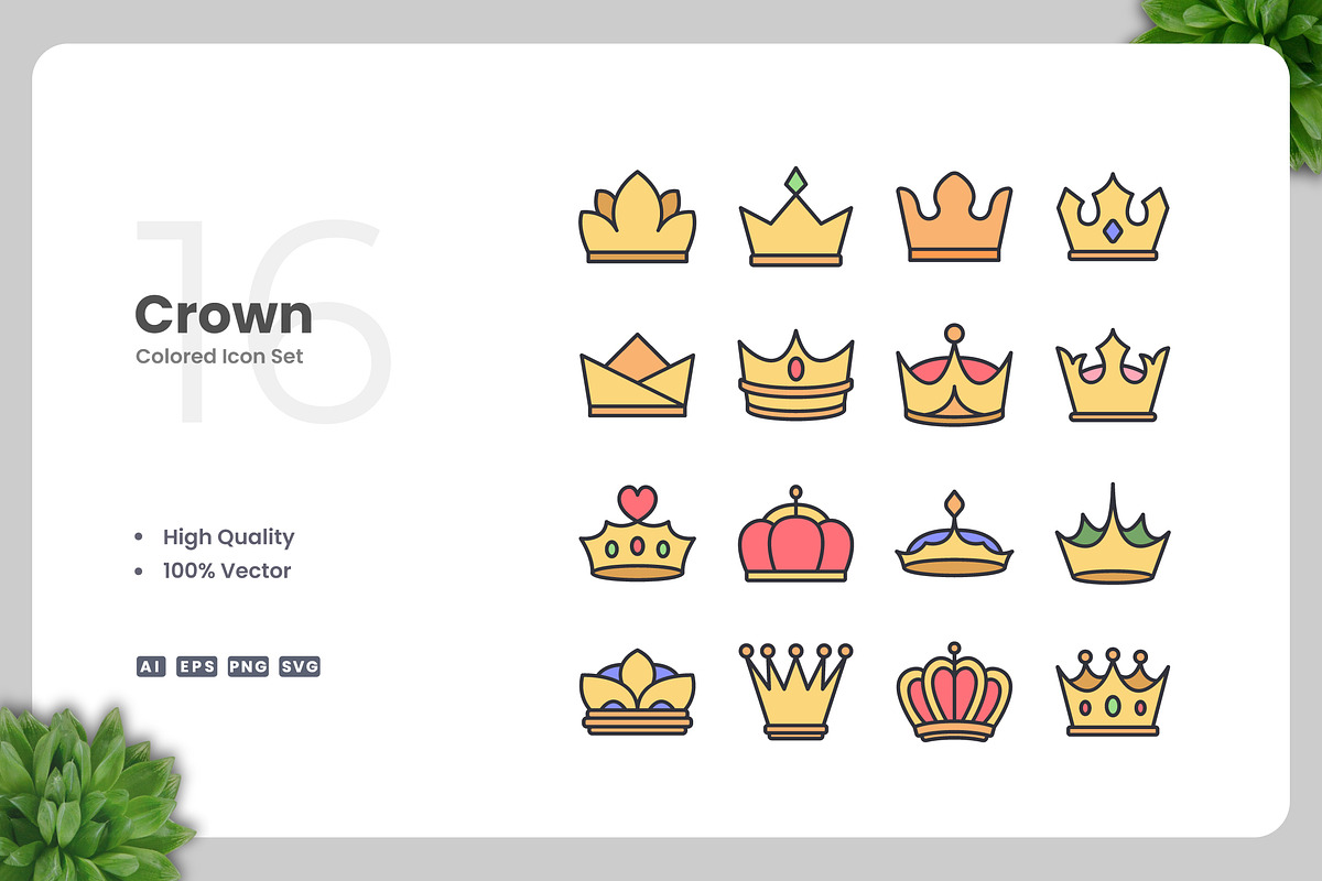 Crown Colored Icons, an Icon by Upnowgraphic