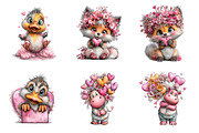 Watercolor Valentine Animals Clipart, an Illustration by SinaCreation (Thumbnail 5 of 11)