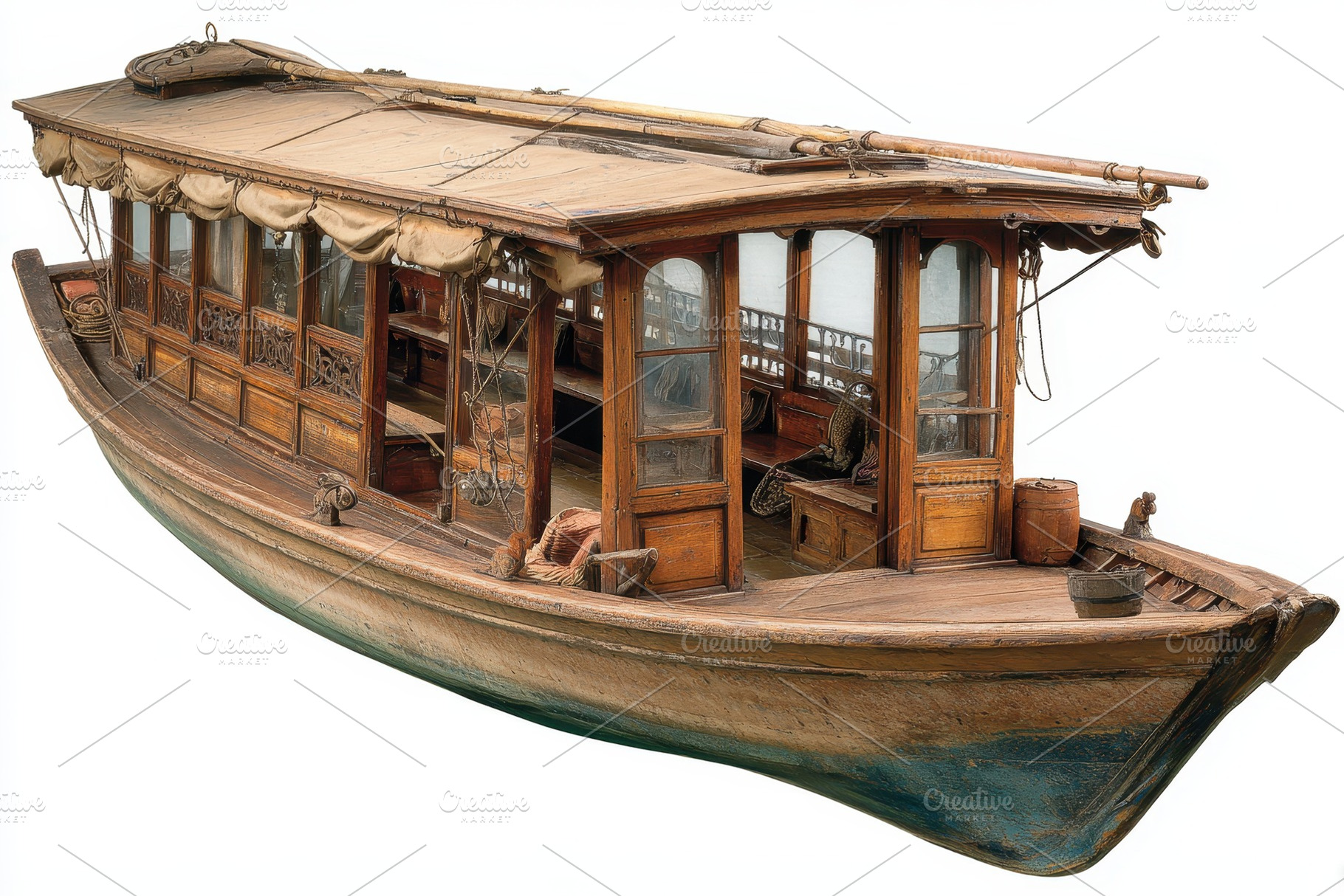 Elegant antique wooden passenger boa, a Photo by Pixeness Studio
