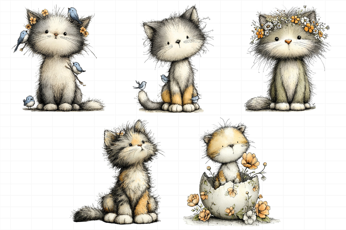 Spring Cat Clipart, an Illustration by Daily.Designs (Photo 8 of 8)