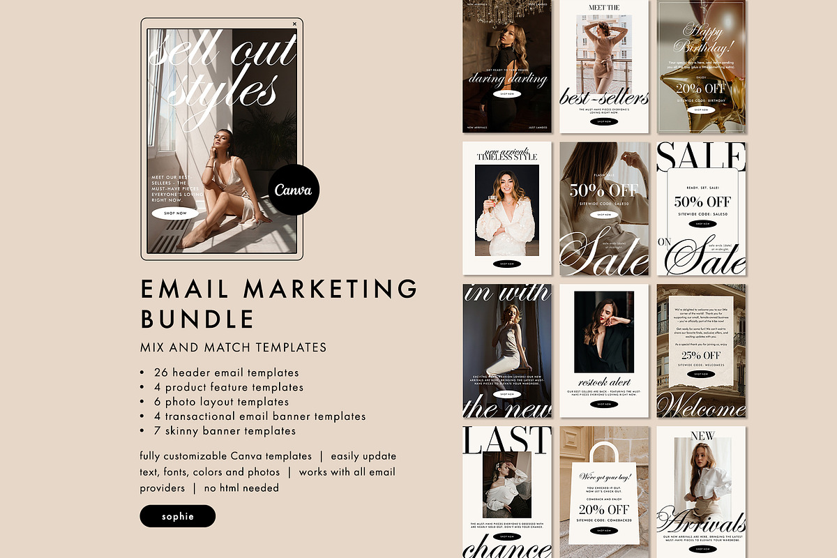 Stylish Canva Email Template Bundle, an Email Template by KikiBunnyCreative (Photo 2 of 12)